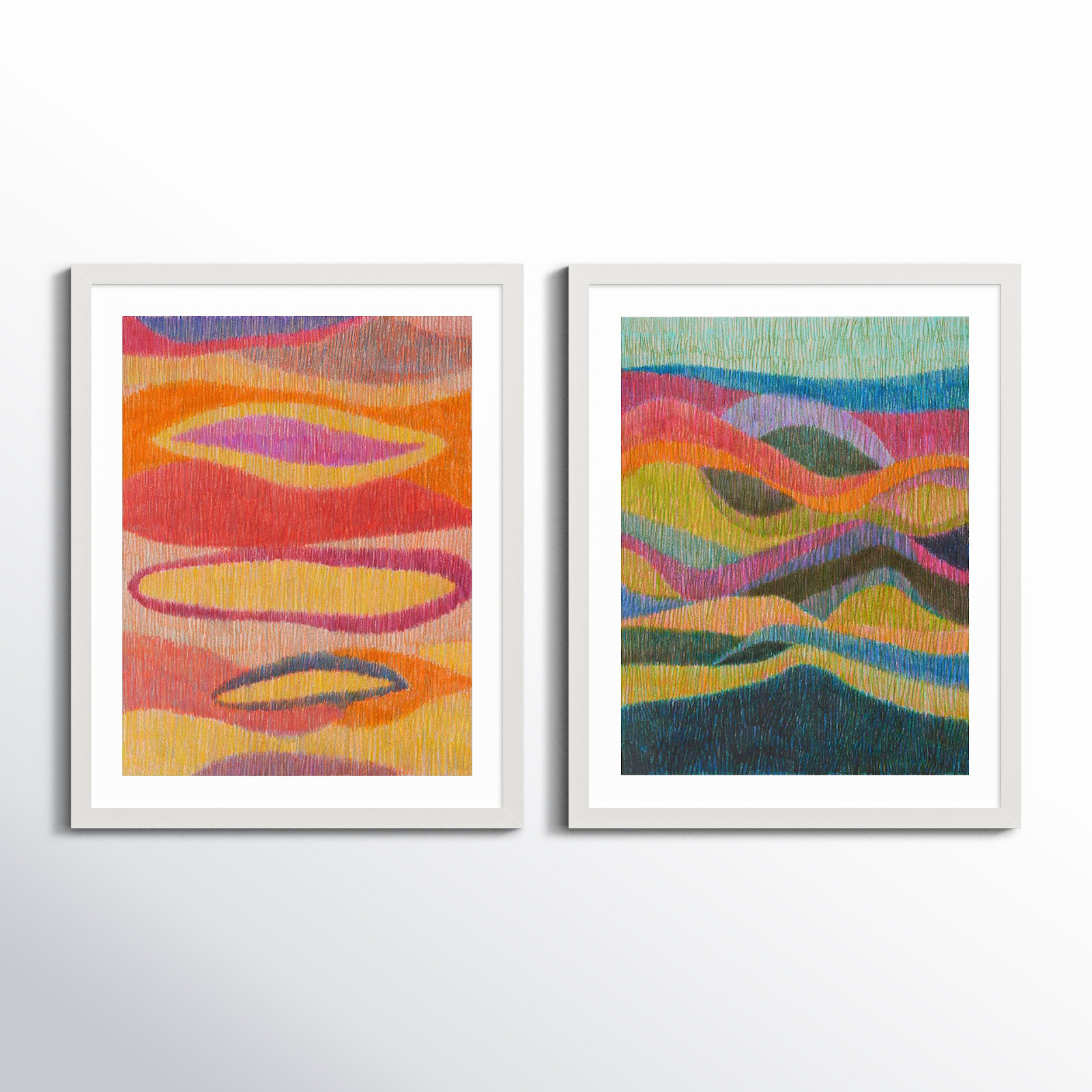 Merengue and Tango 2-Piece Painting Set, 30" H x 24" W x 1.25" D, White Framed