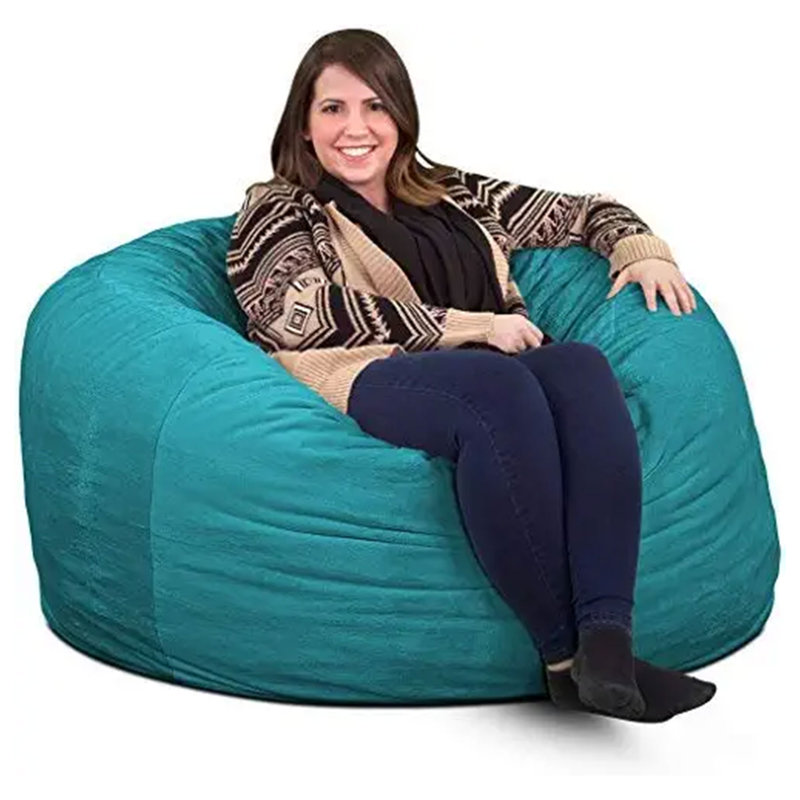 Bean Bag Chair, Oversized Indoor Comfy Lounger, Suede, Teal Suede, 28" H x 48" W x 48" D