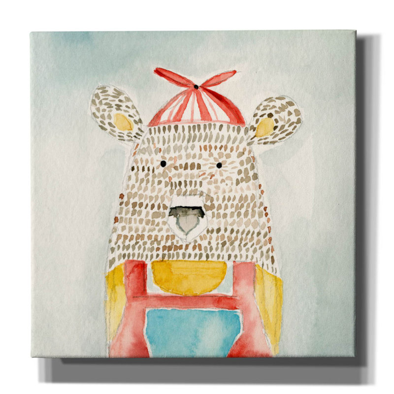 Trinx «Deanie Beanie Bear» par Natalie Timbrook, art mural sur toile, 12 po x 12 po, H 12 po x l 12 po x P 0,75 po