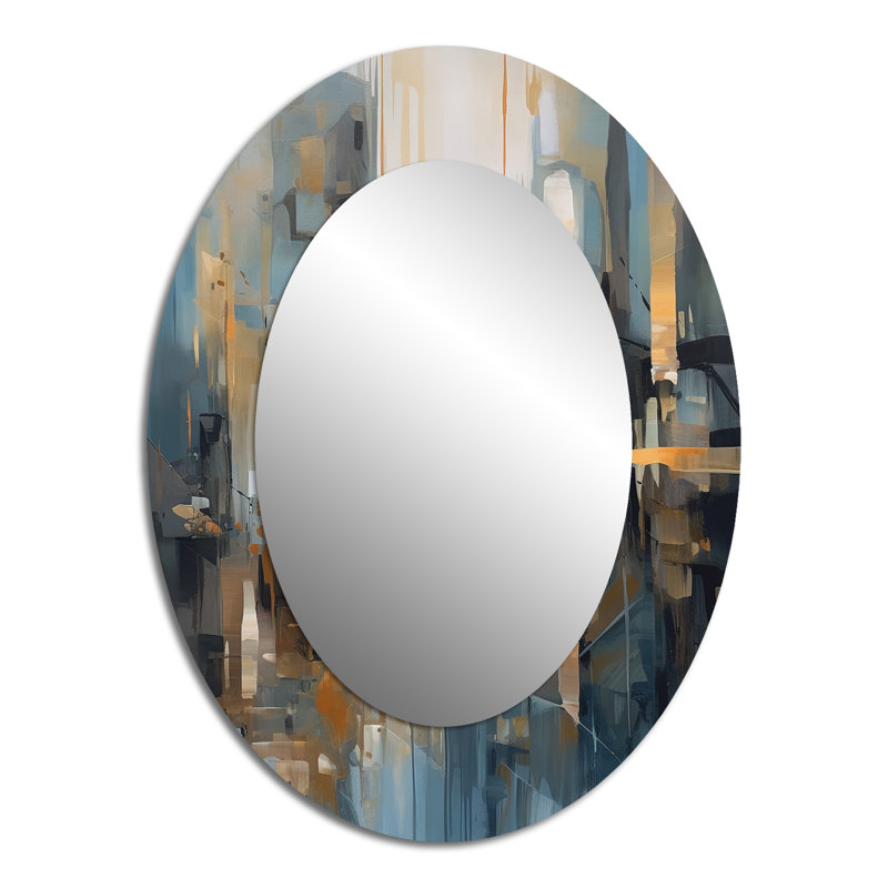 Mélange géométrique orange orange - miroir mural ovale orange, 40 po x 30 po