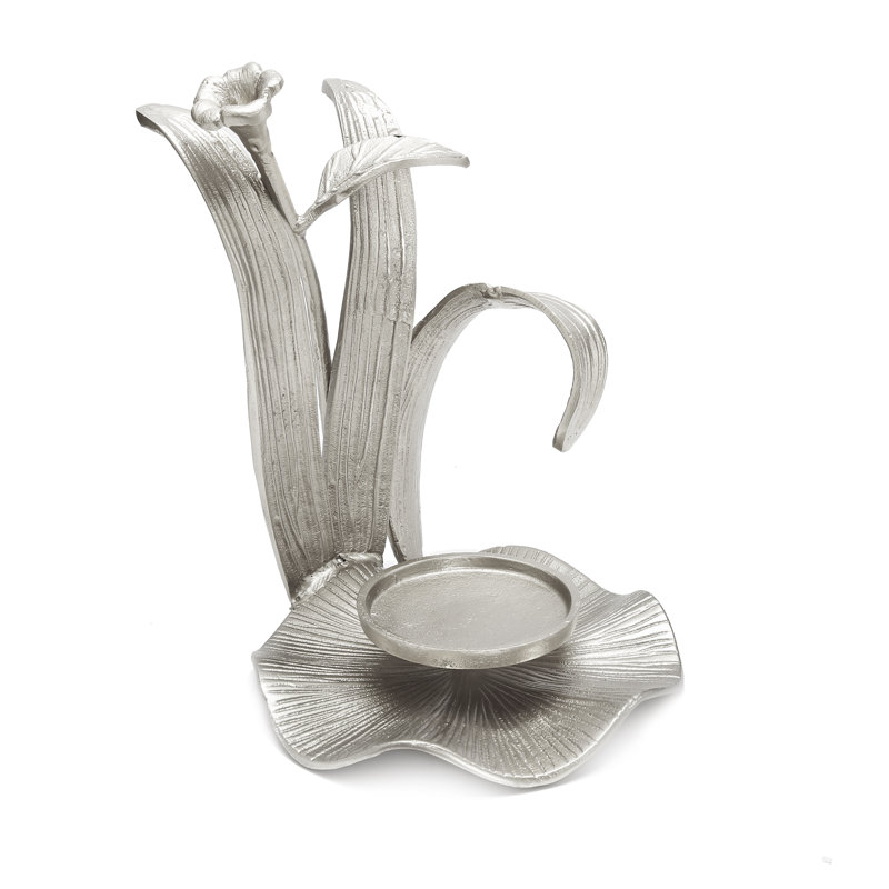 13'' H Metal Tabletop Hurricane, Silver