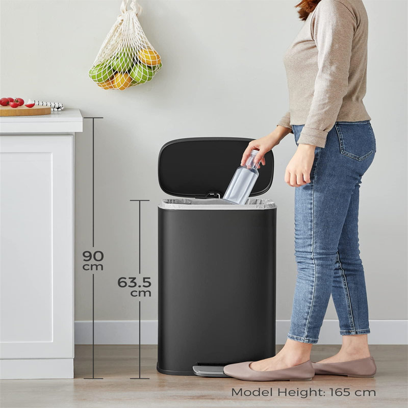 Steel Step On and Odour Seal Kitchen Rubbish Bin - 13.21 L
