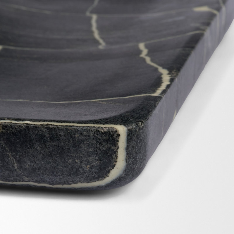 Plateau rectangulaire en marbre noir Tratto, Noir
