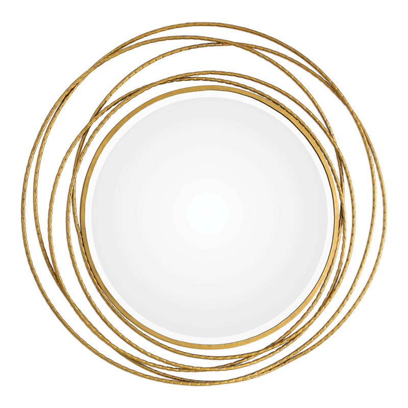 Moberly Metal Round Wall Mirror, Metallic Gold