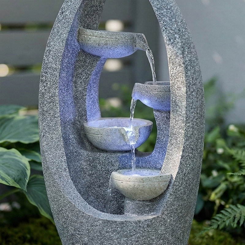 Fontaine d'eau moderne pour l'extérieur avec lumières DEL