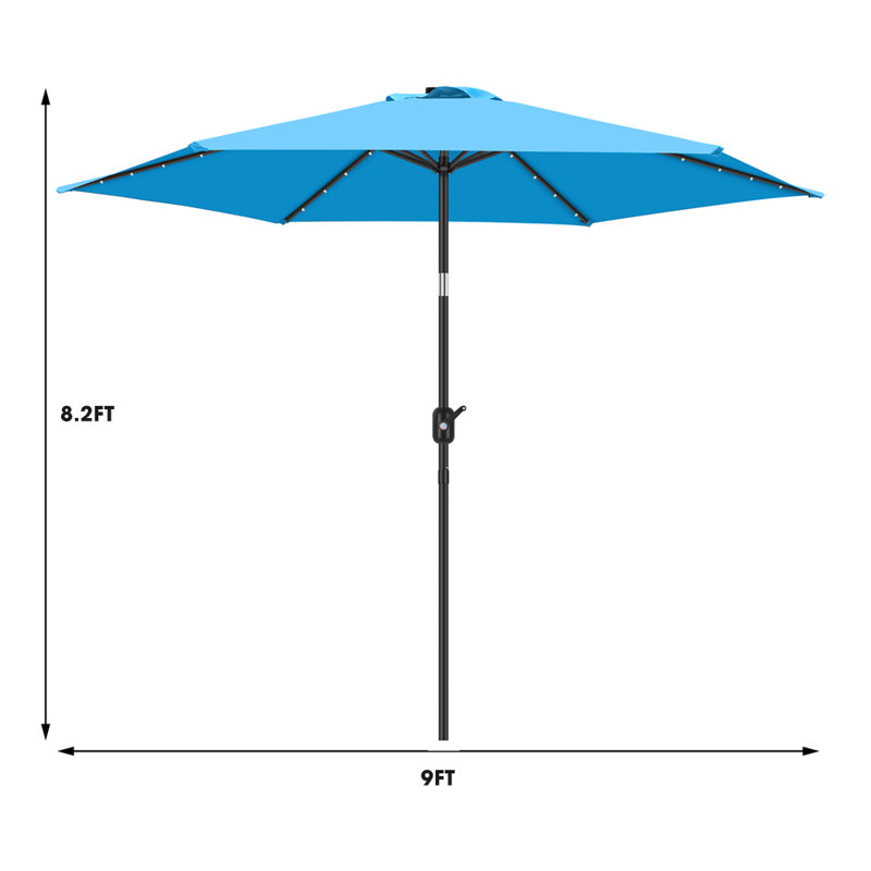 Parasol de marché lumineux Boxwell, Bleu, H 98,4 po x l 90 po x P 90 po