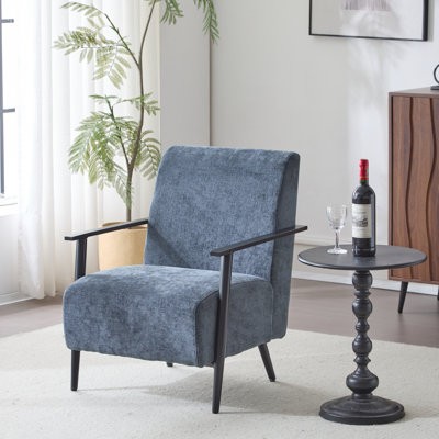 Méridienne moderne de 26,38 po gris-bleu avec revêtement en polyester et structure en métal robuste, idéale pour le salon, la chambre à coucher ou le bureau