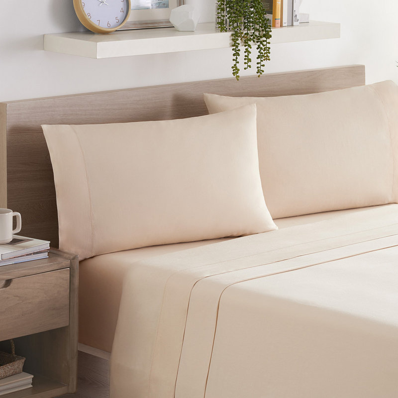 Aston & Arden Linacel And Lyocell Sheet Set TENCEL Solid Colour Sheet Set, Queen, Beige