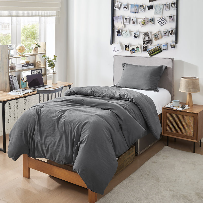 Ensemble d'édredon en duvet synthétique Ultra Cozy, gris, Housse de couette pour lit simple TG