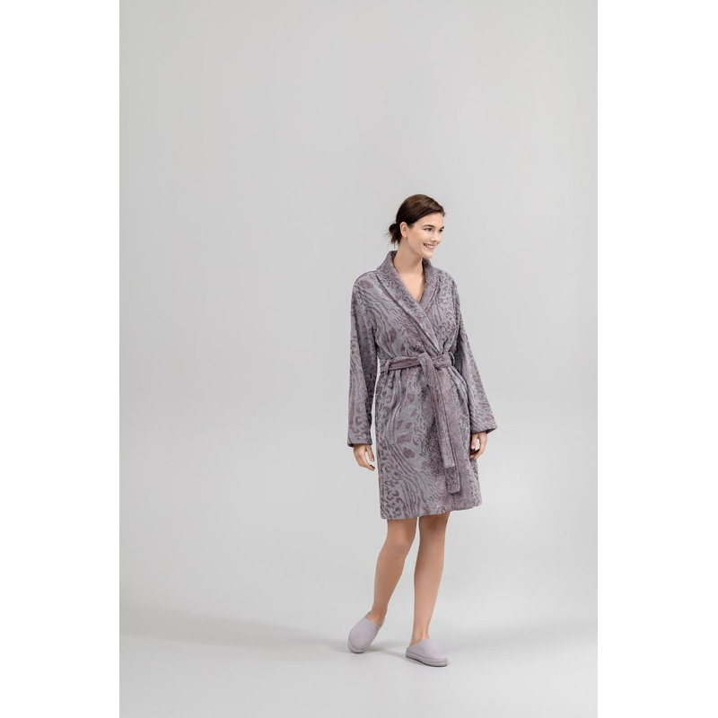 Eamon Cotton Blend Terry Cloth Girl/Woman+ Above Knee Bathrobe, XL, Purple