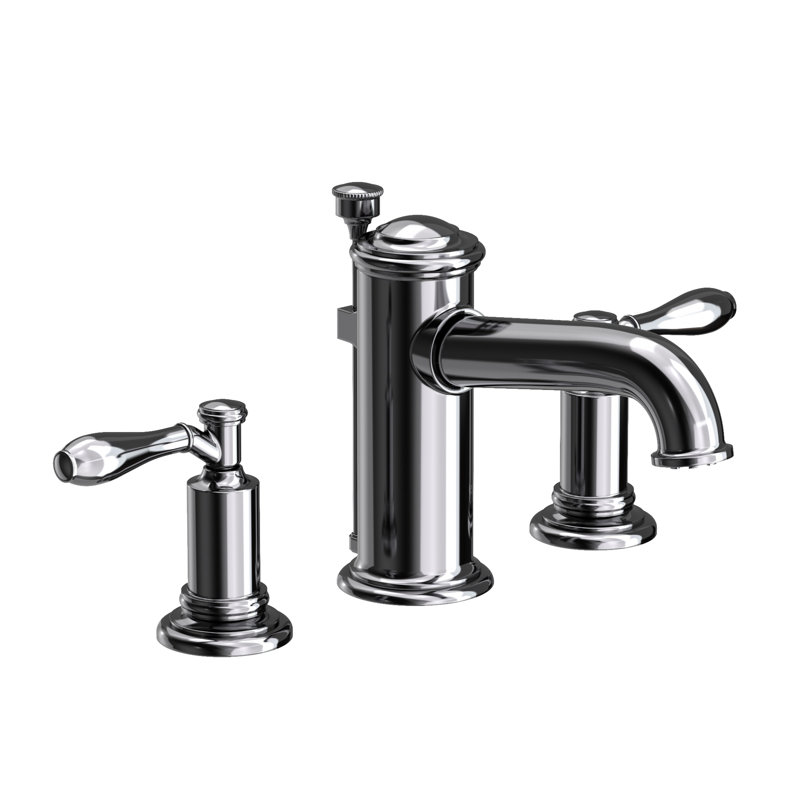 Ithaca Widespread Bathroom Faucet with Drain Assembly, Midnight Chrome