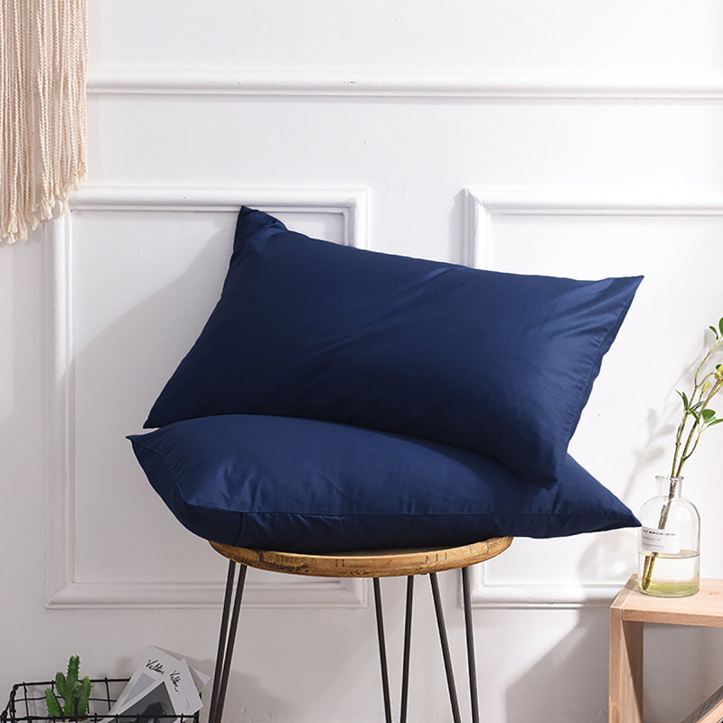 Wellboo 2 Pieces Pillowcases Standard Envelope Closure Pillowshams Pack of 2, Navy, 20inX26in