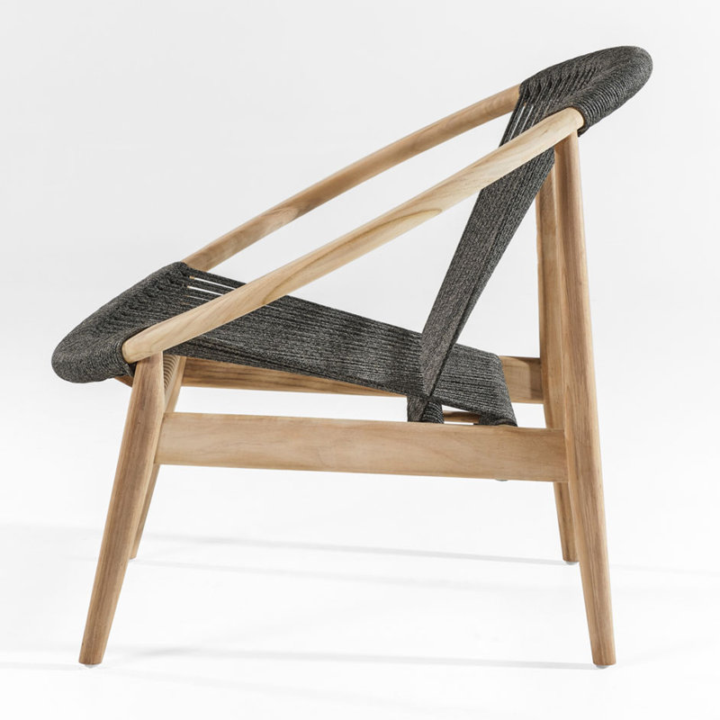 Frida Outdoor Lounge Chair, Black/Oak