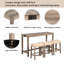 Ensemble de table de bar 4 pièces avec prise de courant, ensemble de table de bar et de chaises, ensemble de table de bar avec 3 tabourets rembourrés-1719497073