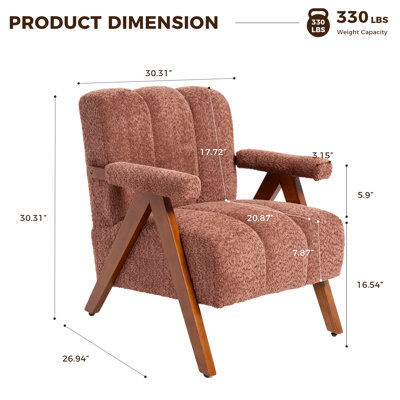  Modern Solid Wood Chenille Upholstered Accent Chairs Set of 2