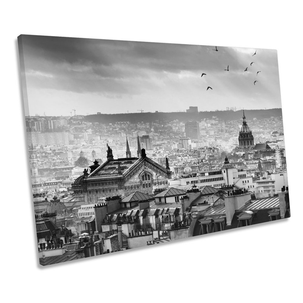 Paris Skyline Cityscape B&W - Wrapped Canvas Print