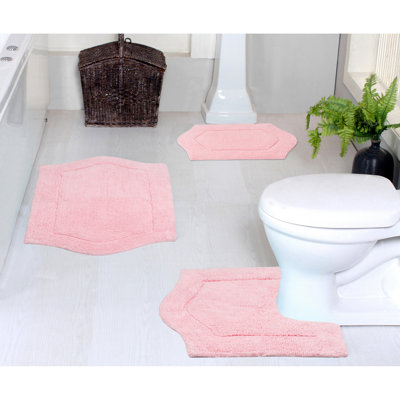 Morissette 100% Cotton Bath Rug, Non-Slip, Quicky Dry, Machine Washable, Absorbent - 3 Piece Set