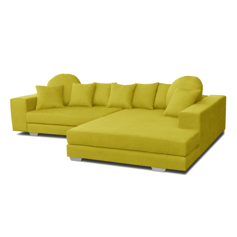 Karla 3 Seater Sofa & Chaise, Right, Yellow/Green