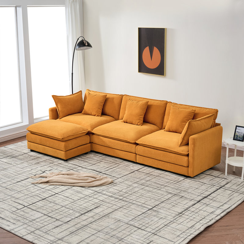 Modular Combination Sofa, Comfortable Cloud Sofa, Orange