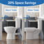 19＂tall Rear Outlet Toilet With 600w Macerator Pump, Two-piece Upflush Toilet With 4 Water Inlet For Basement