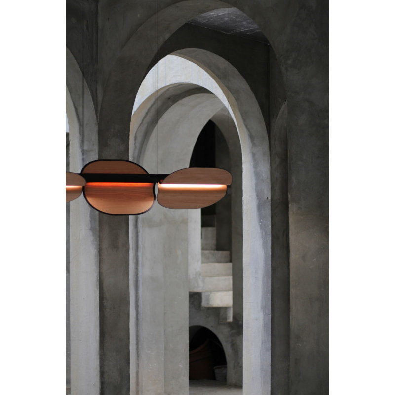 Omma 4 - Light LED Pendant, Matte Black, Natural Cherry