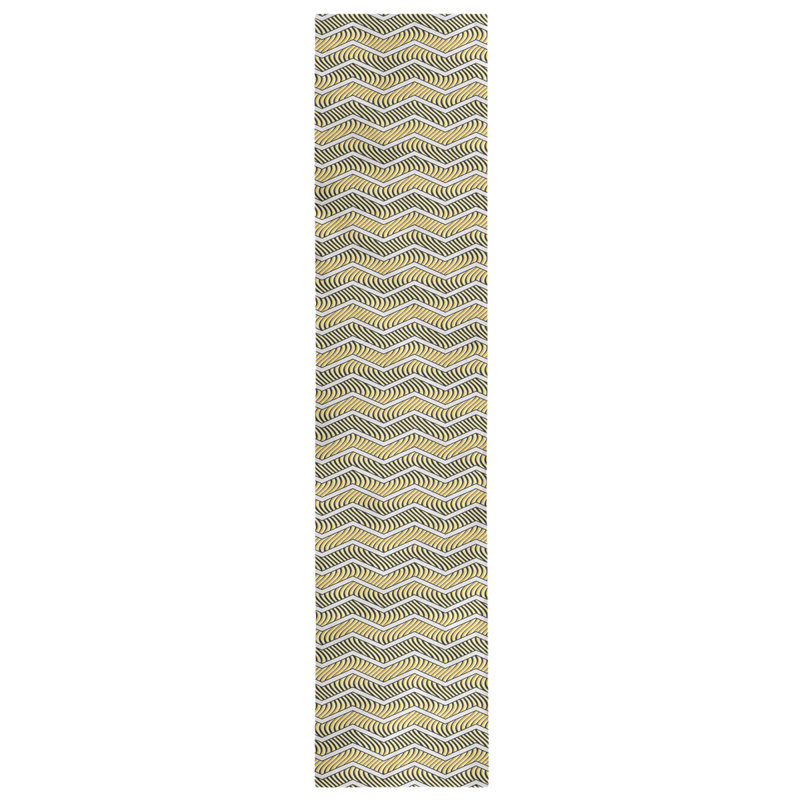 Chemin de table à chevrons ondulés Stephenie, 16 po x 90 po, Jaune