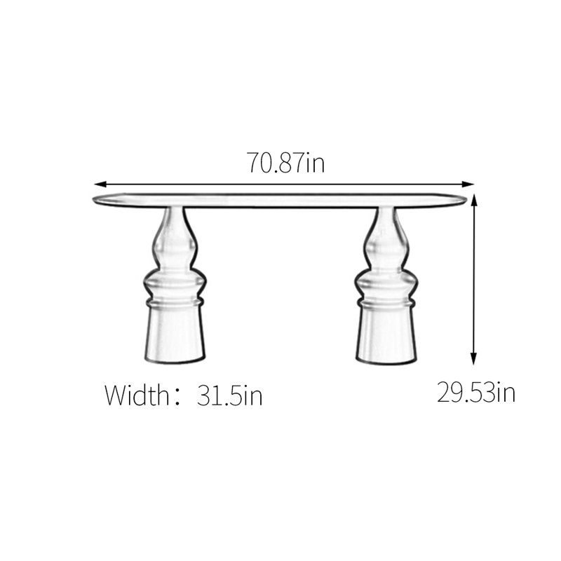 Table de salle à manger rétro haut de gamme ovale, Brun, H 29,53 po x L 70,87 po x l 31,5 po