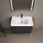 Meuble-lavabo moderne avec lavabo en résine en chêne foncé et rangement efficace 36 po-130597414