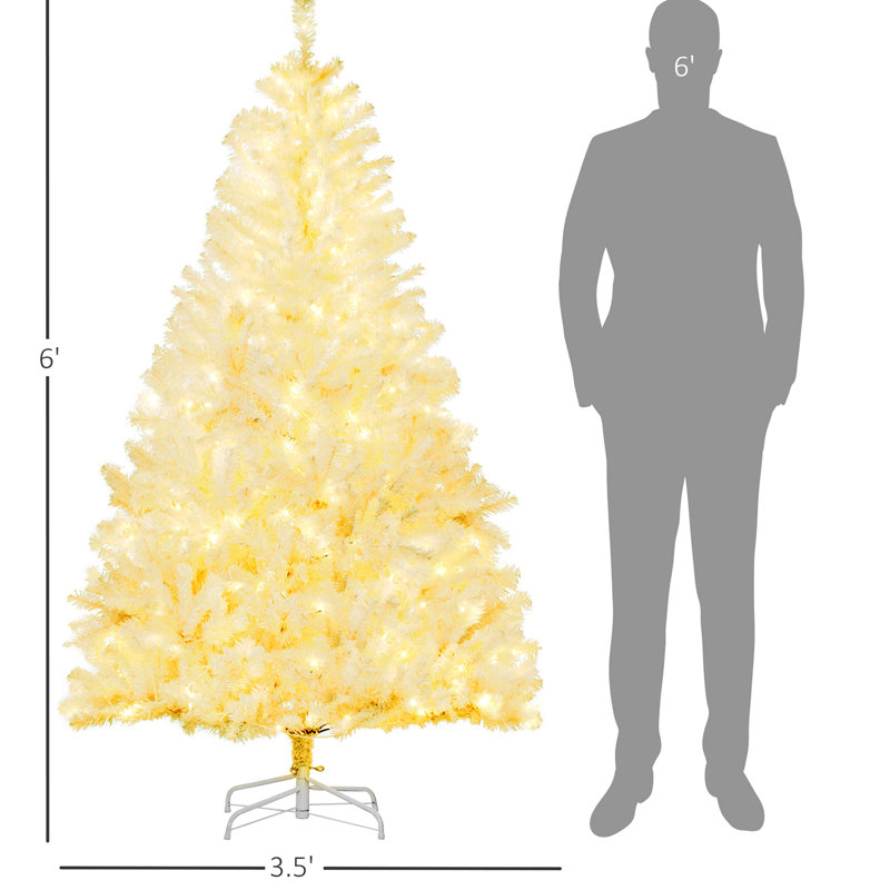 Grand haut sapin de Noël artificiel avec 1518 branches, 500 lumières DEL blanc chaud, 5.11'