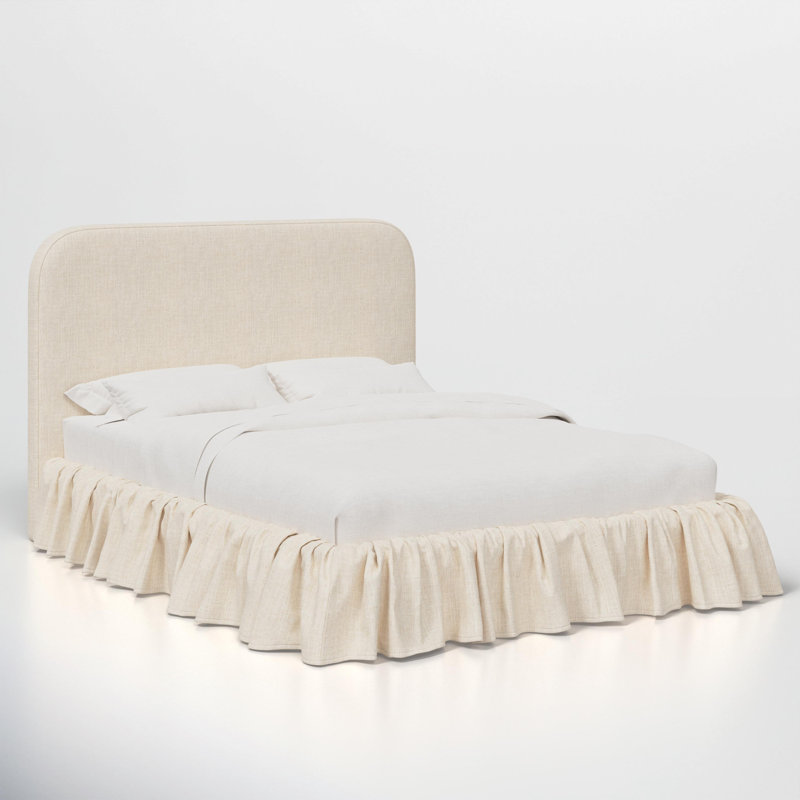 Maggie Ruffle Platform Bed, Classic Talc Linen, King