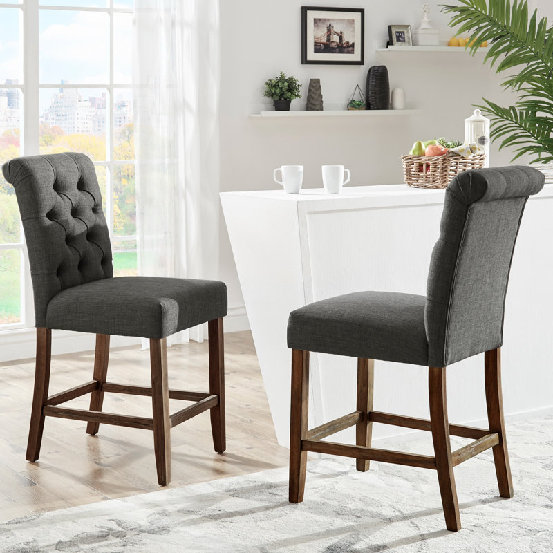 Tabouret Alsadig, Gris foncé, Tabouret de comptoir (siège d'une hauteur de 25 p, Brun