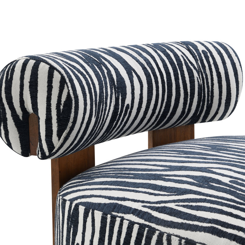 Tilton Zebra-Stripe Chenille Accent Chair, Blue