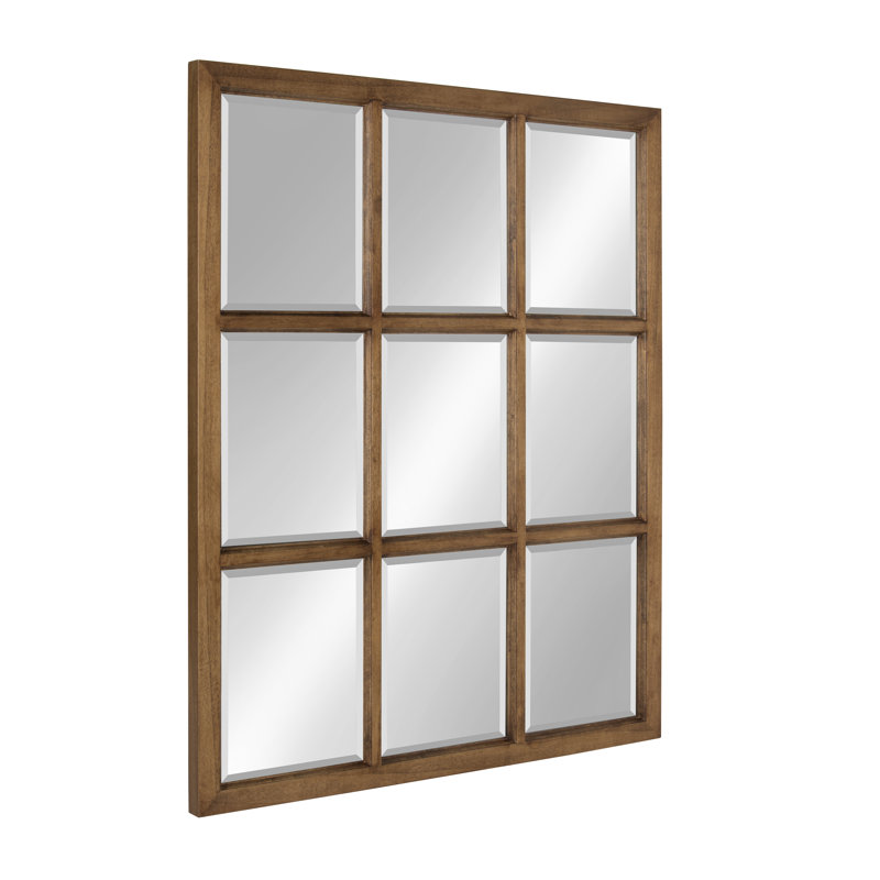 Busby Solid Wood Flat Mirror, Brown, 32" x 26"
