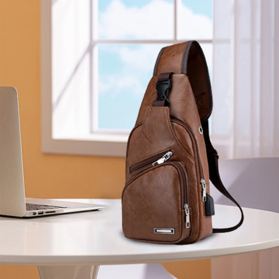 Sac à dos à bandoulière pour homme Femme Sac à dos à bandoulière Sac à bandoulière Sac à dos avec trou d'écouteur pour la randonnée