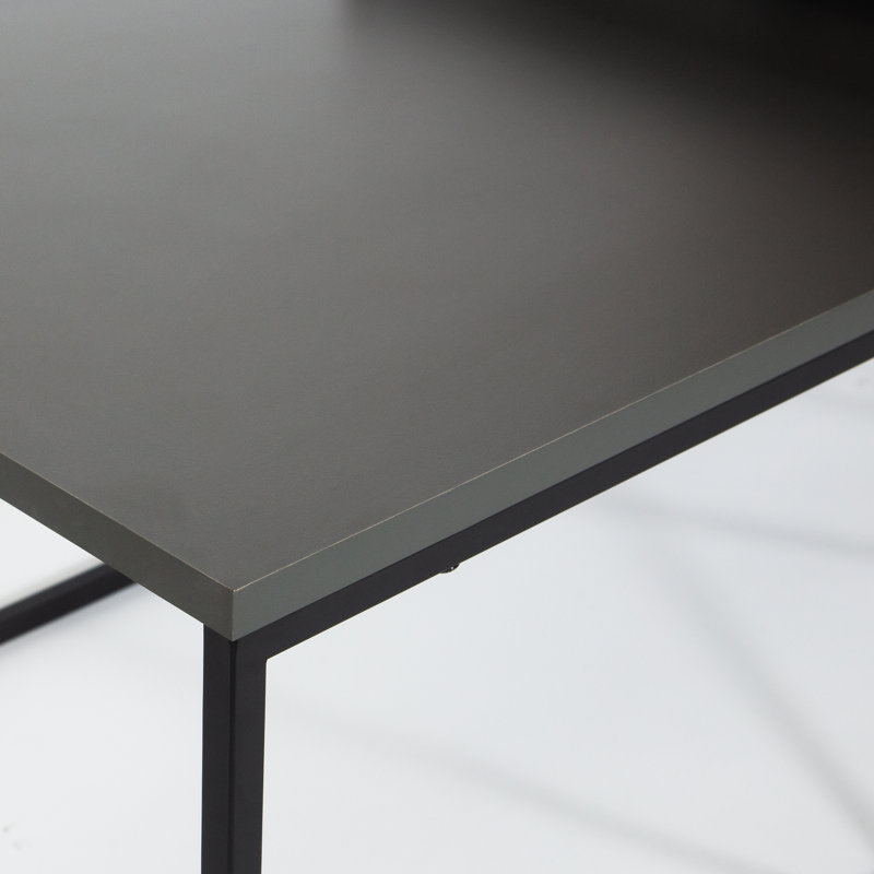 Linn Coffee Table Modern Rectangular Nesting Coffee Table Set with Metal Frame, Anthracite