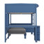 Lit mezzanine double en bois avec bureau, organisateur de chevet, canapé et système d'éclairage-347367477