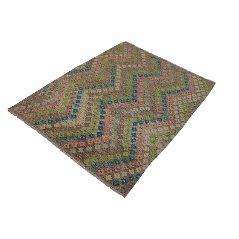 Tapis vert en laine noué à la main 5 pi 10 po x 7 pi 8 po Madilin