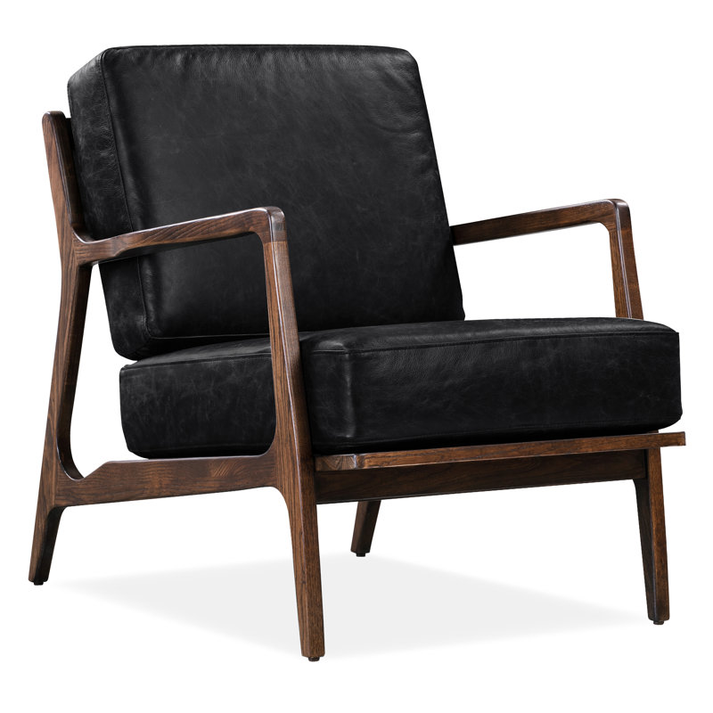 Verity Genuine Italian Leather Lounge Chair, Onyx Black Genuine Leather
