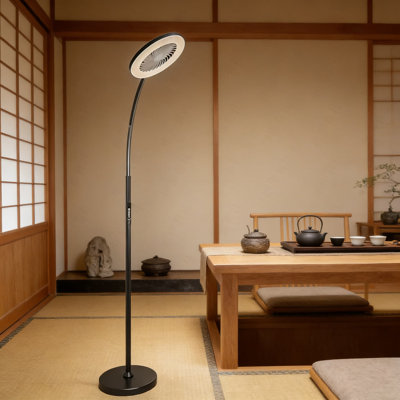 3-In-1 Adjustable Floor Lamp With Cooling Fan - RGB Color Changing Light, 3-Speed Fan, Stepless Dimming & Color Temperature Control, Remote & Button Operation, Flexible Gooseneck Design