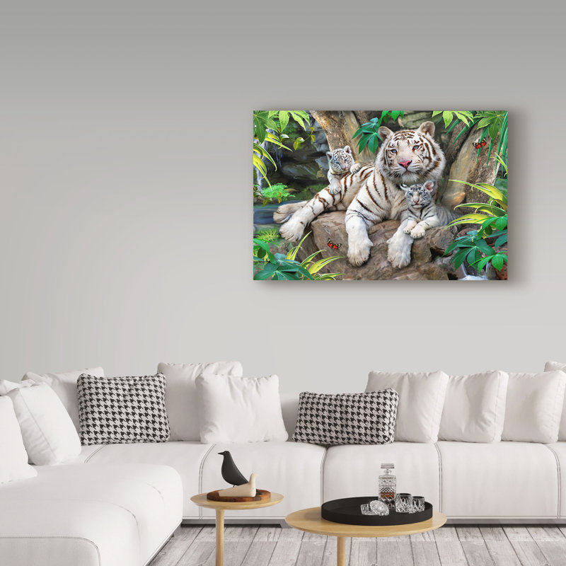 « white tigers », reproduction de peinture à l’acrylique sur toile tendue, H 30 po x l 47 po x P 2 po