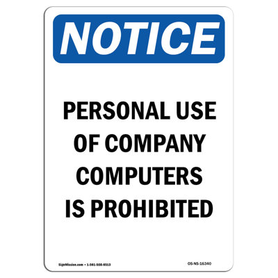 Personal Use of Computers Prohibited Sign