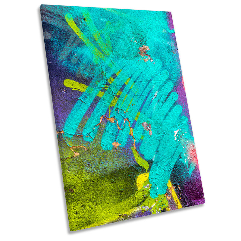 Turquoise Graffiti Urban - Wrapped Canvas Painting, 45.7cm H x 30.5cm W x 2cm D