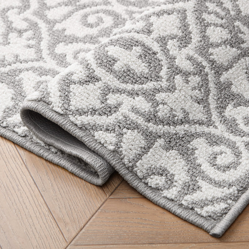 Laura Ashley Feya Two-Tone Machine Washable All Loop Tufted Rugs, Runner 2'2" x 6', Light Gray