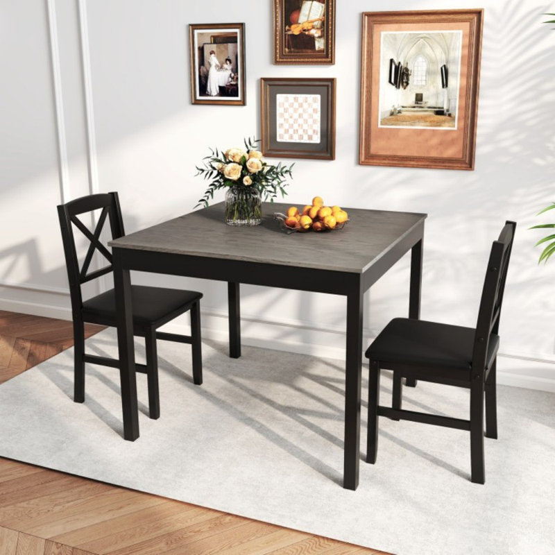Ensemble de table de salle à manger 3 pièces pour 2 personnes, Gris