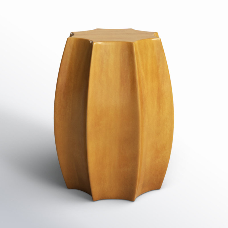 Amber Ceramic Scalloped Edge Outdoor Accent Stool