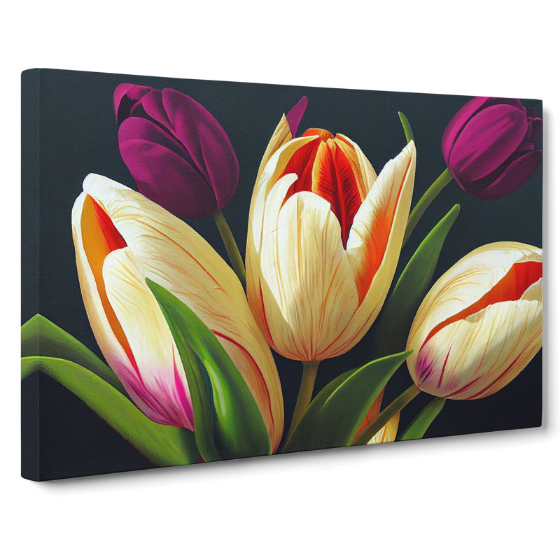 Favourable Tulip Flowers - Wrapped Canvas, 35cm H x 50cm W x 3cm D