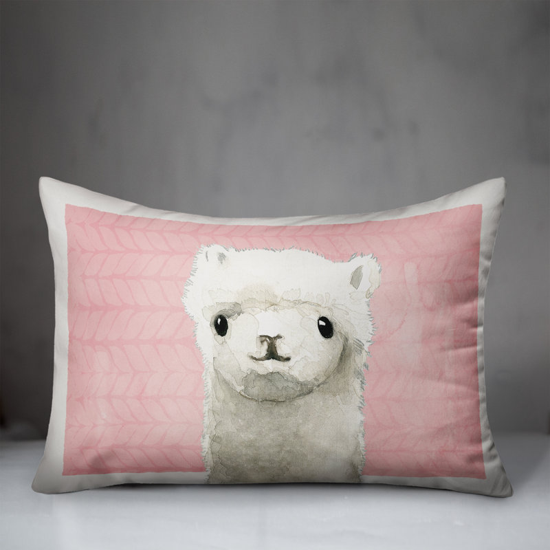 Vibrant Llama Print Spun Polyester Throw Pillow 14x20