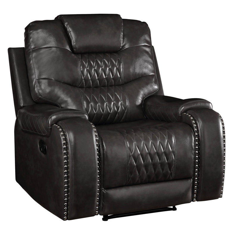 Horing Faux Leather Recliner, Magnetite, Manual