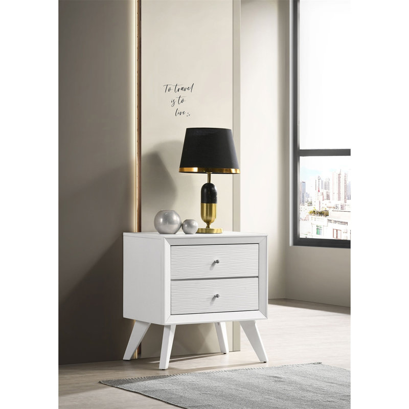 Table de chevet contemporaine de couleur blanche 1Pc