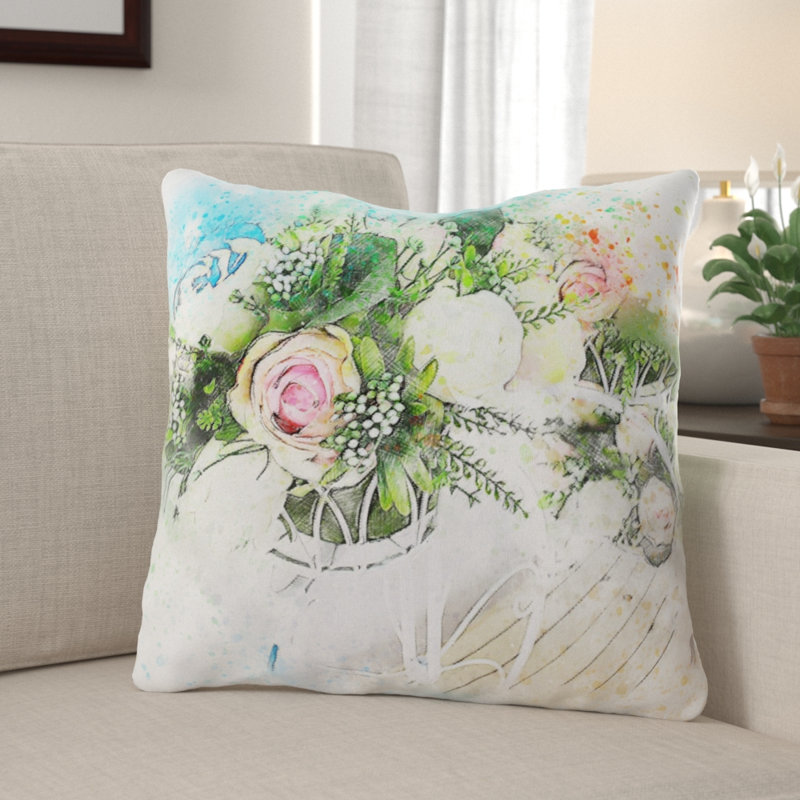  Flowers Throw Pillow, Indoor, Microsuede